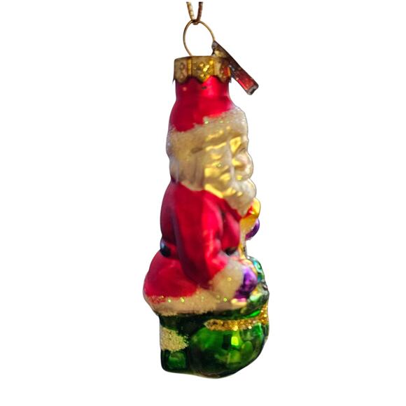 Thomas Pacconi Glass Santa Ornament 3" Hand Blown Poland Rainbow Bag - Picture 3 of 6